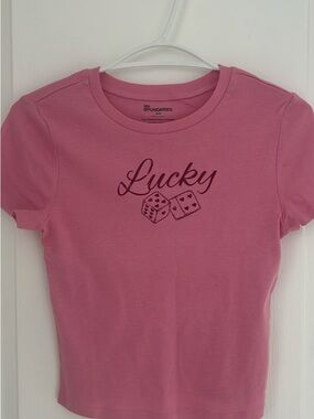 No Boundaries Pink 'Lucky' Dice Graphic Tee